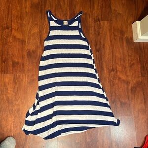 size M Faded Glory blue and white striped tank top dress
